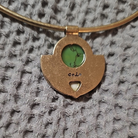 Chico’s Gold Tone Turquoise Statement Collar Necklace - Picture 2 of 7